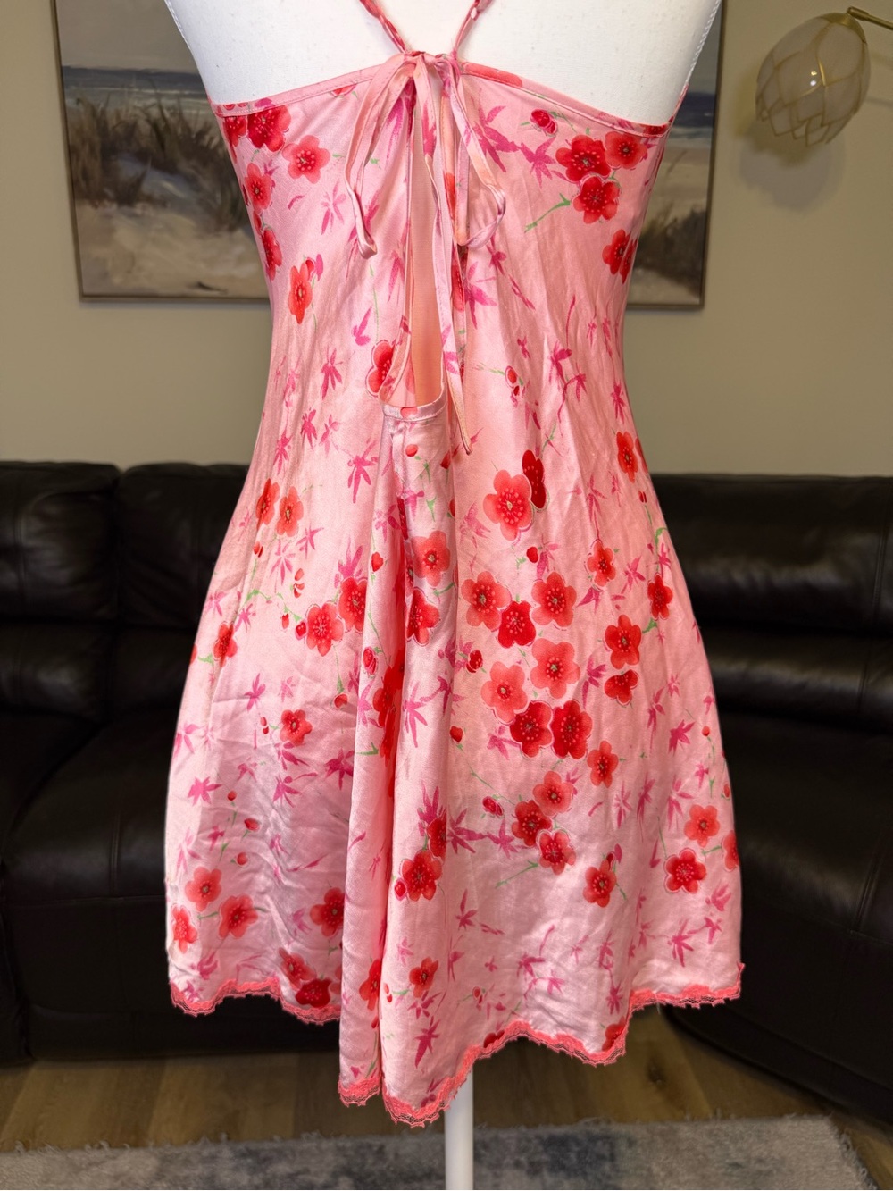 Victoria’s Secret EXTREMELY RARE Cherry Blossom Slip Dress Y2K Pink Lace Satin L - Picture 13 of 15